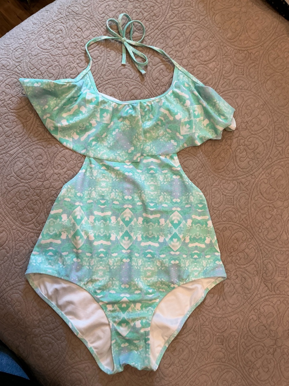 Victoria's Secret Mint Green Watercolor One-Piece Swimsuit